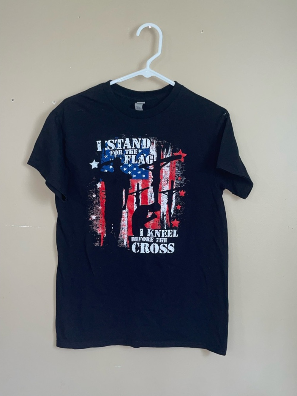 Patriotic Graphic Tee - Black - I Stand for the Flag size S